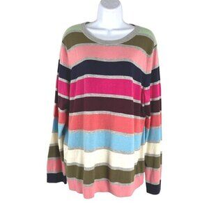 Talbots Sweater Top XL Multicolored Striped‎ Cotton Blend Tie Back NWT TP-2159